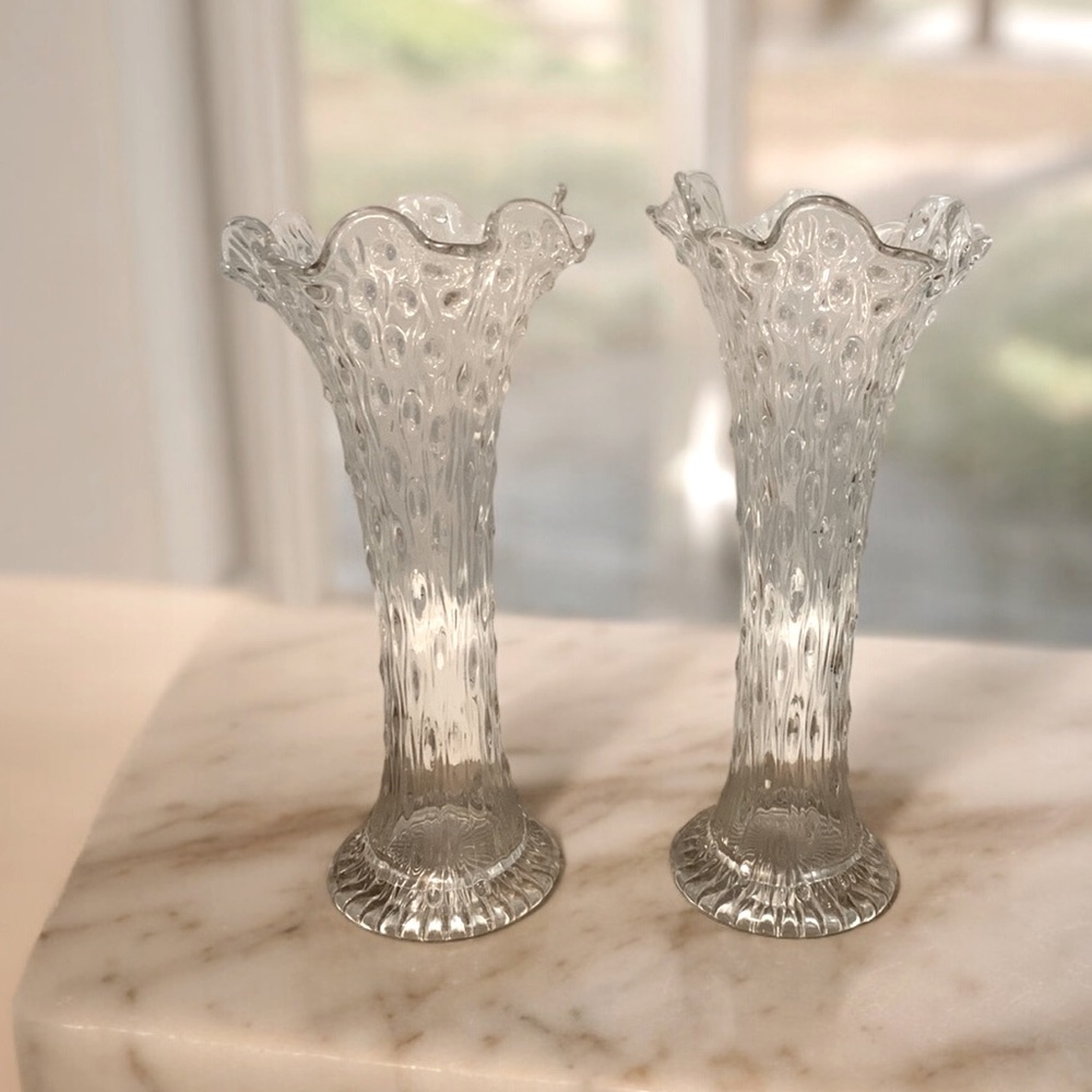 Vintage 1900-1920 Northwood tree trunk vase set of 2